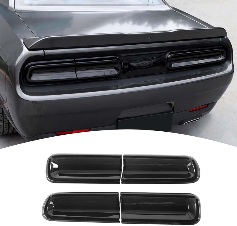 PDKLIN for Challenger Smoked Rear Tail Lights Covers Trim for Dodge Challenger 2015-2023 Smoked Black Exterior Accessories 4pcs - Image 1